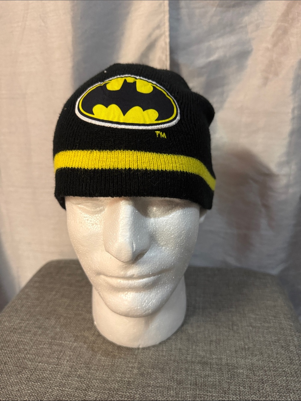 Batman Black and Yellow Knit Beanie with Bat Emblem